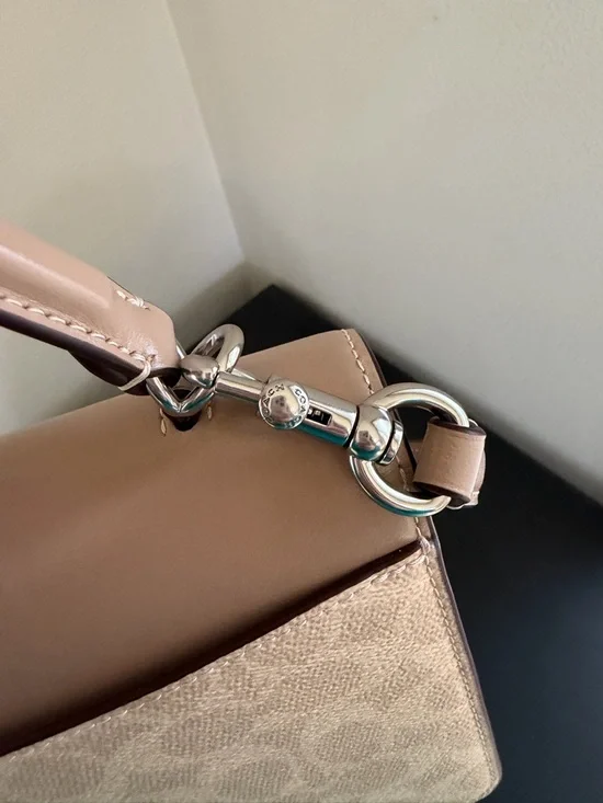 Coach Courtney Top Handle Signature Canvas Bag Satchel with Crystal Buckle - Picture 16 of 16